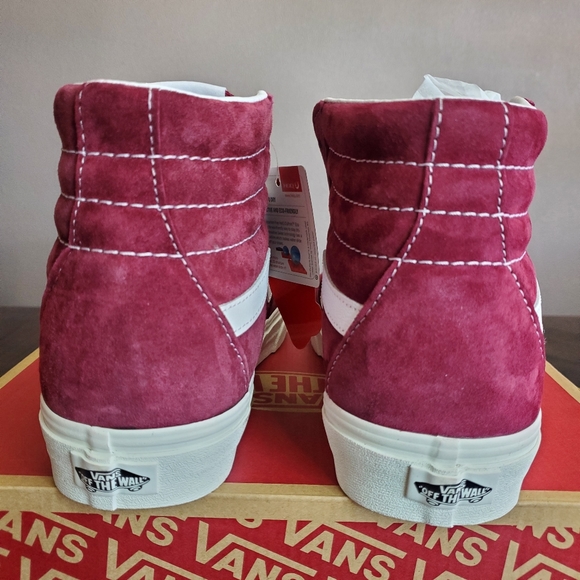 Vans Sk8-Hi Pig Suede Pomegranate Men Size 8.5, Women Size 10 - Picture 4 of 9